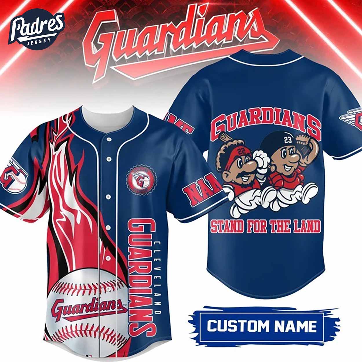 Cleveland Gardians Stand For The Land Baseball Jersey - Padres Jersey Oasis: Elevate Your Baseball Style Game... (Image 1)