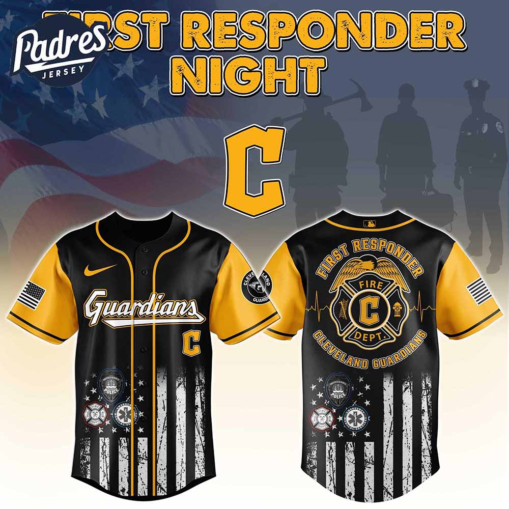 Cleveland Guardians MLB x First Responders Baseball Jersey - Padres Jersey Oasis: Elevate Your Baseball Style... (Image 1)