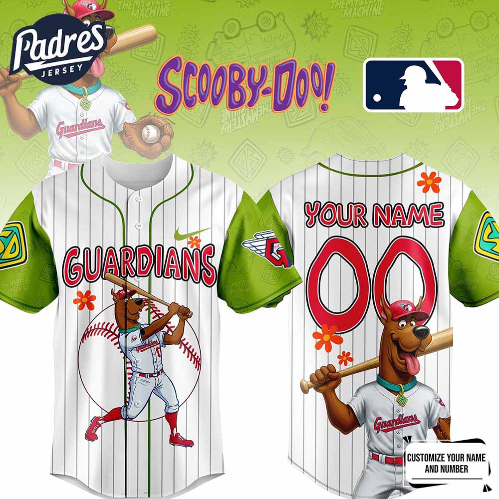 Cleveland Guardians MLB x Scooby Doo Baseball Jersey Outfit - Padres Jersey Oasis: Elevate Your Baseball Style... (Image 1)