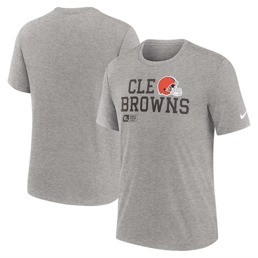 Cleveland Browns Grey Overlap Lockup Tri-Blend T-Shirt