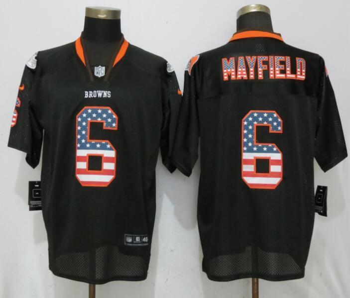 Cleveland Browns #6 Baker Mayfield USA Flag Fashion Black Elite Jerseys