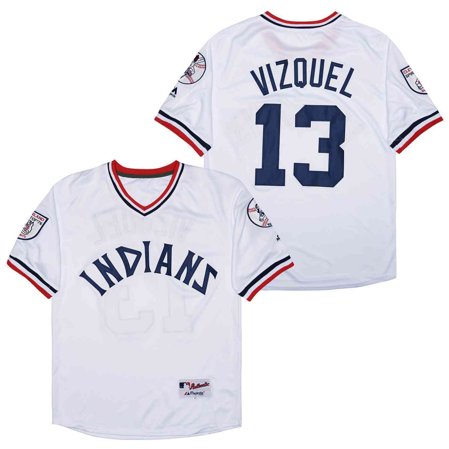 Cleveland Indians #13 Omar Vizquel Indians 13 White Inverted