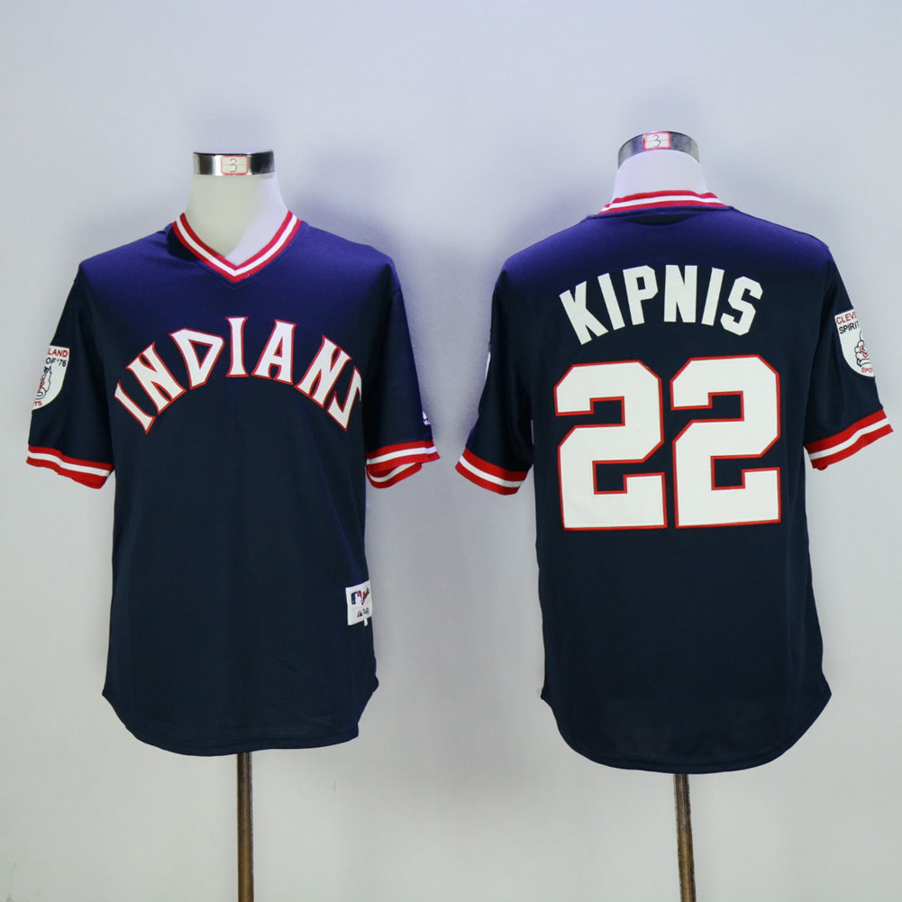 Cleveland Indians #22 Jason Kipnis Indians 22 Blue Pullover 1976 Retro Style 1