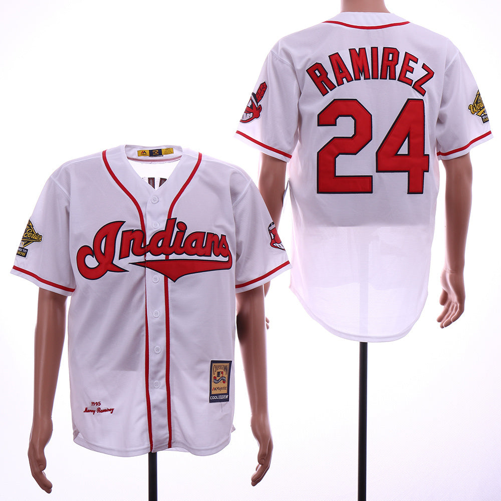 Cleveland Indians #24 Manny Ramirez Indians 24 White 1995 Retro