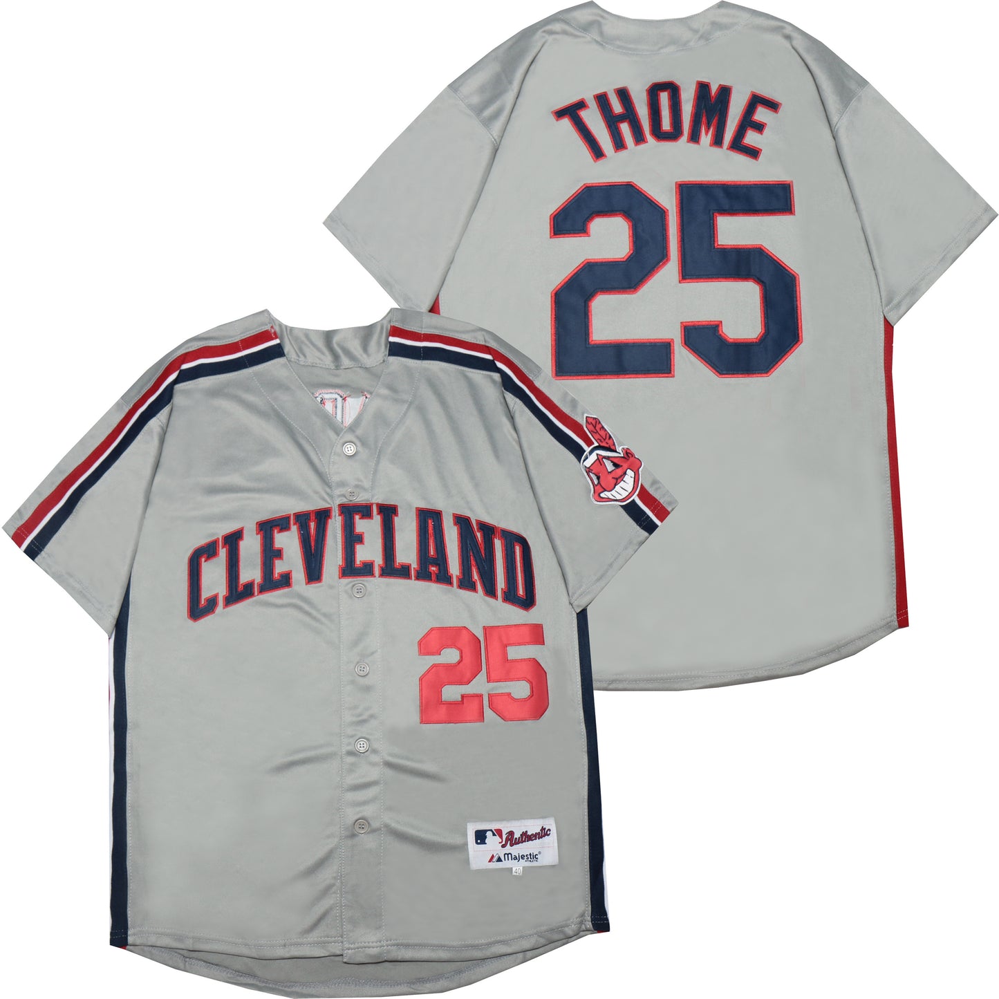Cleveland Indians #25 Jim Thome Indians 25 Gray Inverted Style 2