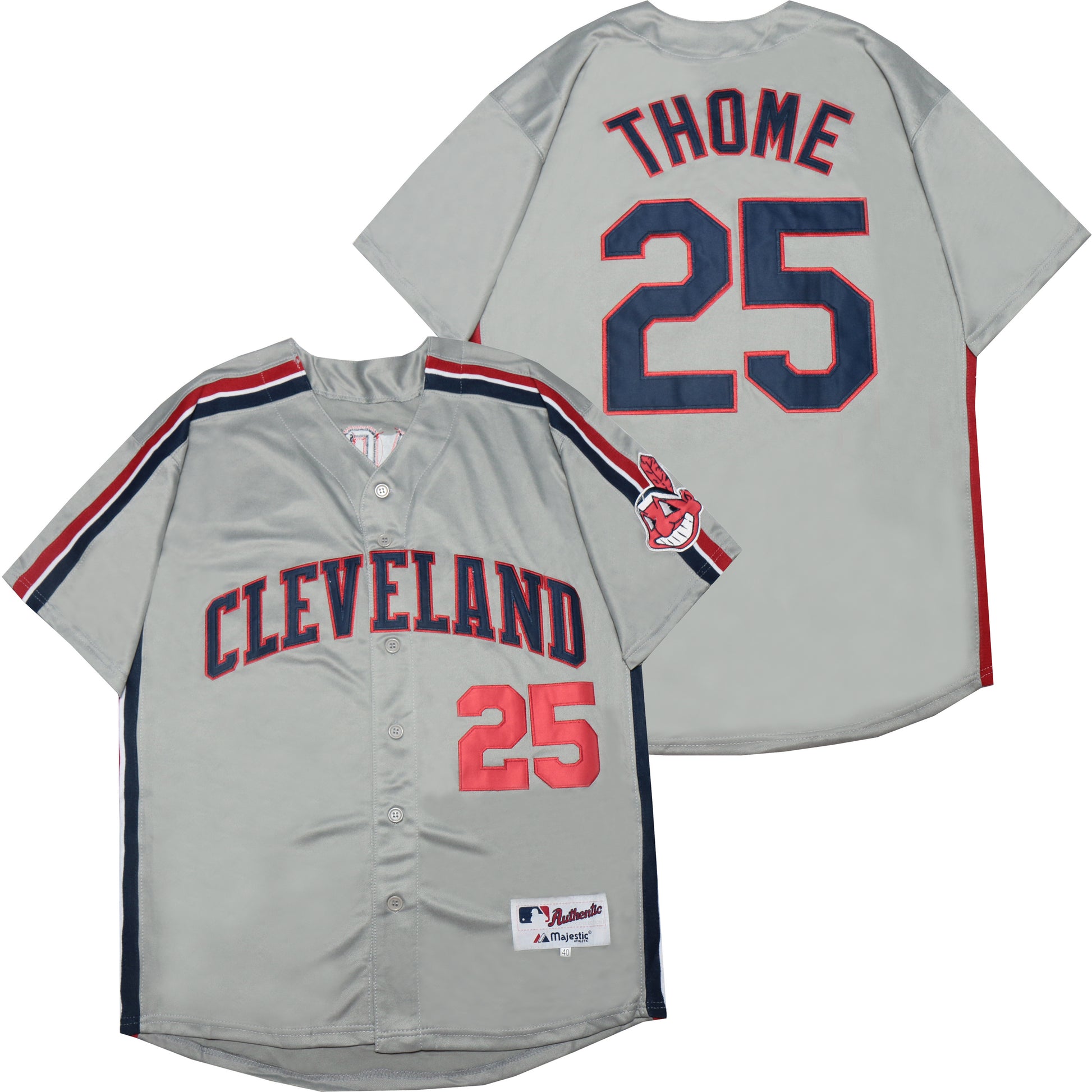 Cleveland Indians #25 Jim Thome Indians 25 Gray Inverted Style 2