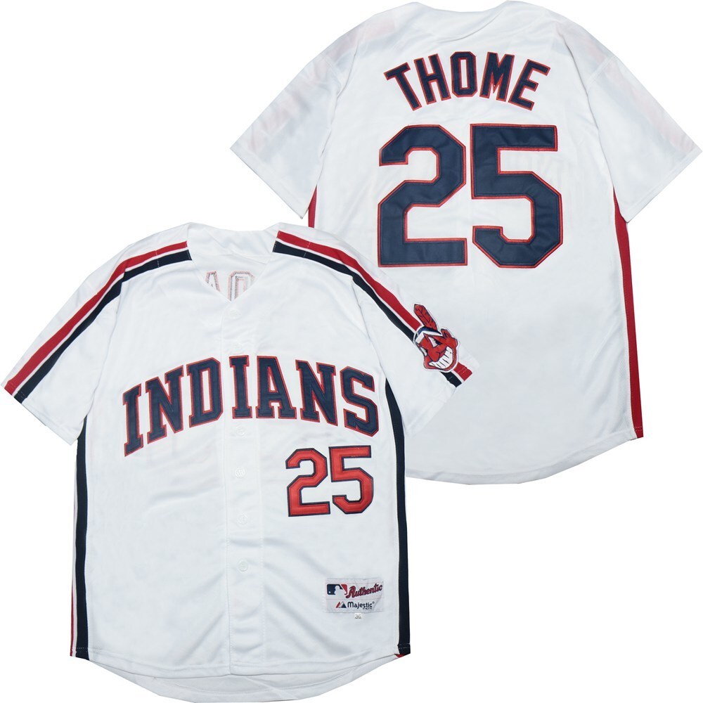 Cleveland Indians #25 Jim Thome Indians 25 White Inverted