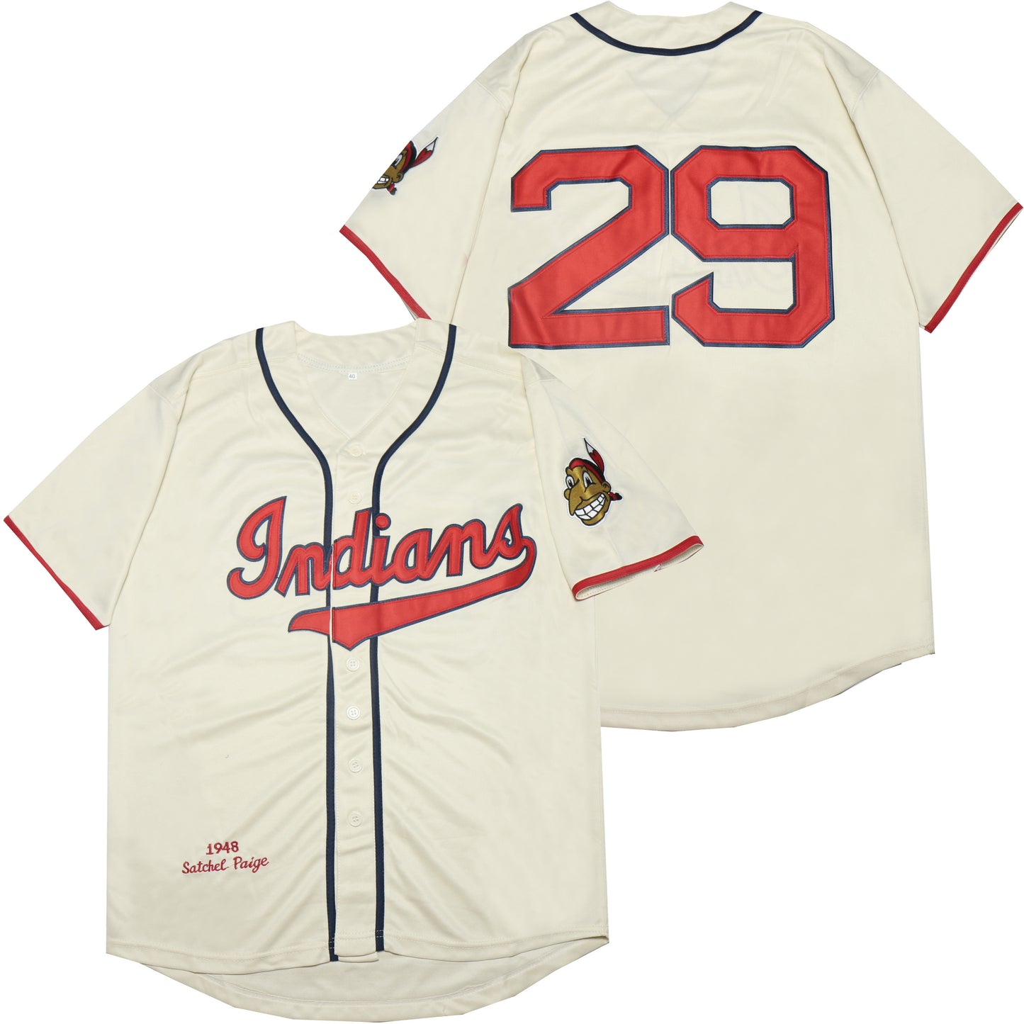 Cleveland Indians #29 Paige Indians 29 Off-White 1948 Retro Style 1