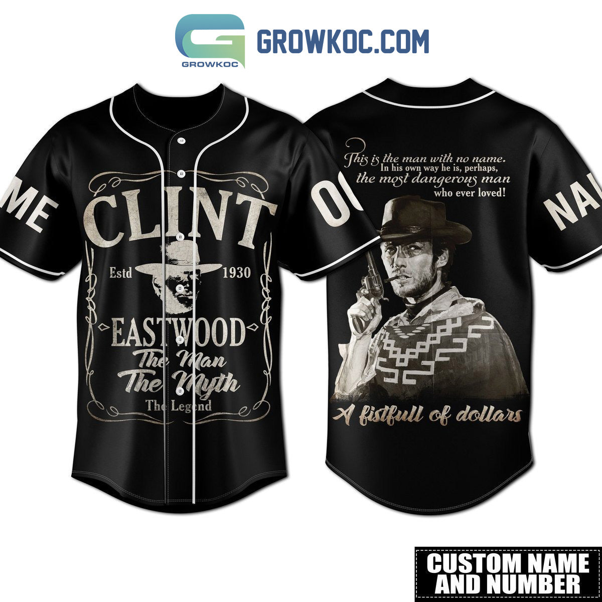 Clint Eastwood The Man The Myth The Legend Personalized Baseball Jersey