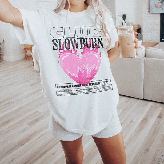 Club Slowburn Tee Shirt, Romance Reader T-Shirt, Bookish Shirt, Slowburn Bookish Sweatshirt, Slowburn Romance Tee Shirt,...