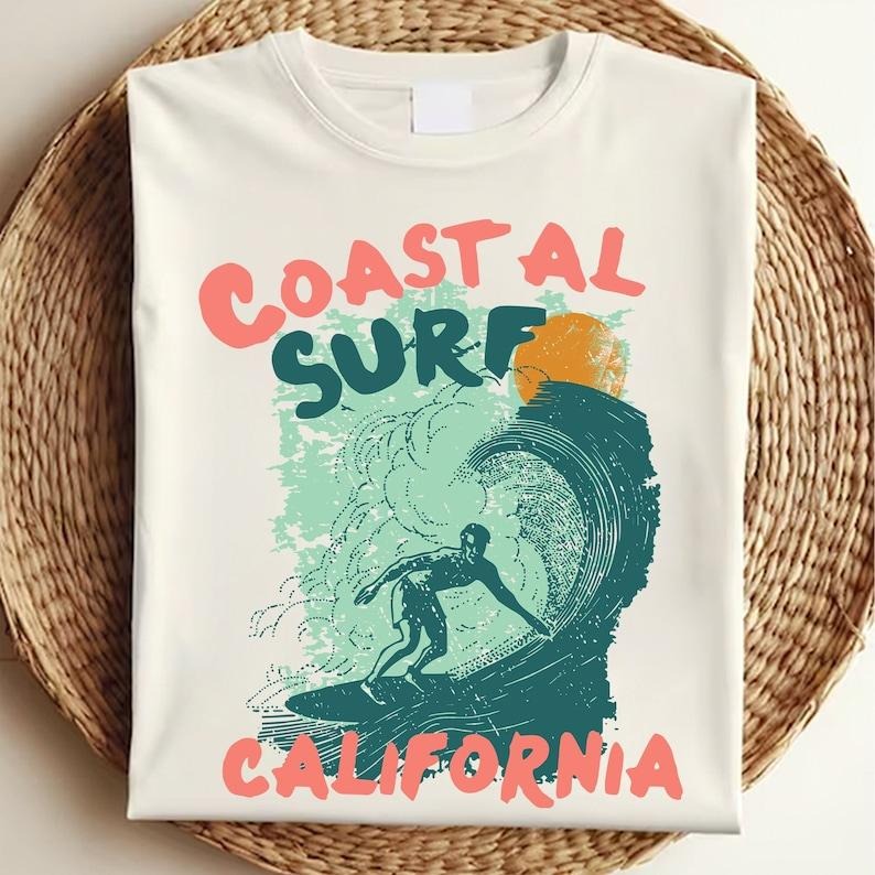 Coastal Surf T-Shirt, Surf Lover Sweatshirt, Trendy Beach Shirts, Surf Sweatshirt, Summer Shirt, Ocean T-Shirt, Surf...
