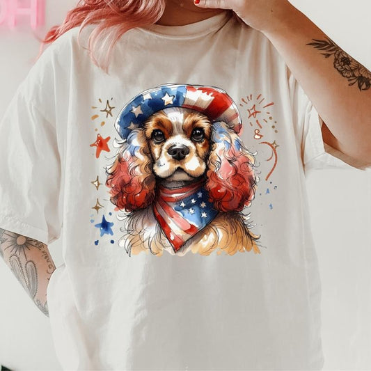 Cocker Soaniel Patriotic Dog Shirt ~ Unisex Apparel Relaxed Fit Printed In The USA Clothing Womenswear Casual Comfort...