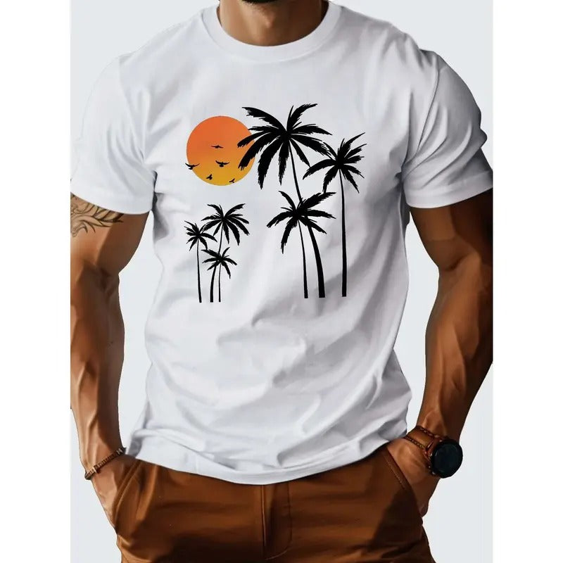 Coconut Trees At Dusk Pure Cotton Men's Tshirt Comfort Fit Made in USA Hoodie, Sweatshirt | WearSparks.com