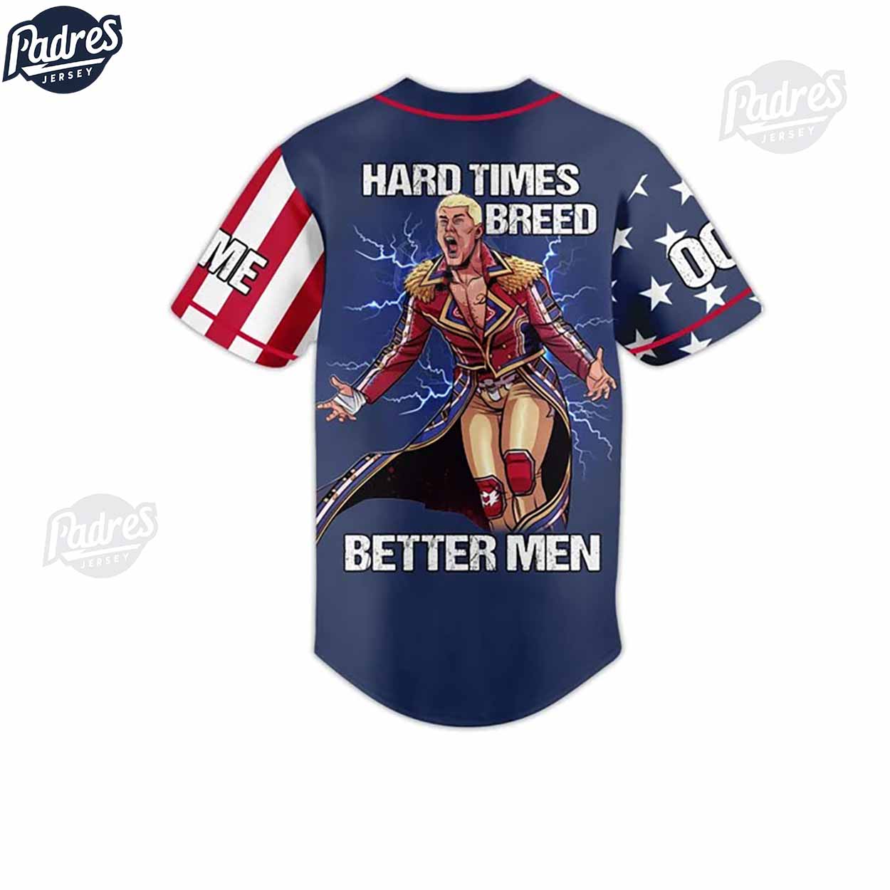 Cody Rhodes Hard Times Breed Better Men Custom Baseball Jersey - Padres Jersey Oasis: Elevate Your Baseball... (Image 3)