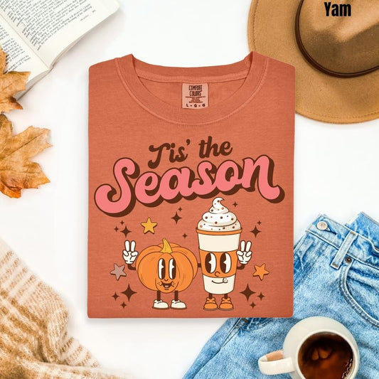 Coffee & Pumpkin Tis The Season Comfort Colors T-Shirt 'NLB' Hoodie, Sweatshirt | WearSparks.com
