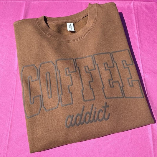 Coffee Addict Puff Print Just Hoods Sweatshirt T-Shirts, Hoodie | WearSparks.com