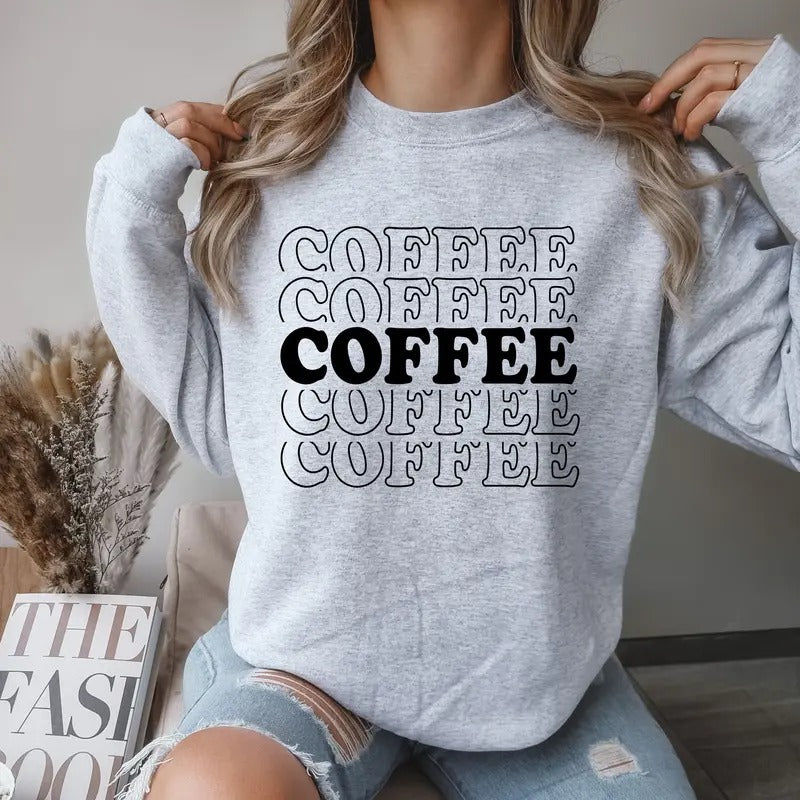 Coffee Crewneck Sweatshirt Comfortable Casual Breathable Fabric T-Shirts, Hoodie | WearSparks.com