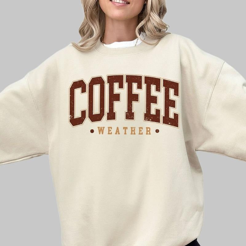 Coffee Weather Sweatshirt, Autumn T-shirt, Retro Fall T-shirt, Coffee Lover Gift, Shirt For Coffee Lover, Autumn Women...