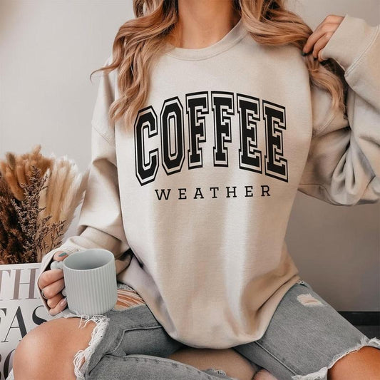 Coffee Weather Sweatshirt, Cozy Season Crewneck, Coffee Lover Giftsstyle{n002}2 T-Shirts, Hoodie | WearSparks.com