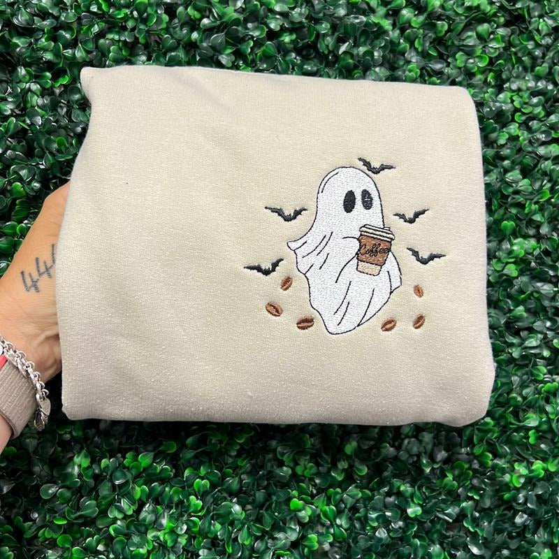 Coffee ghost embroidered sweater T-Shirts, Hoodie, Sweatshirt | WearSparks.com