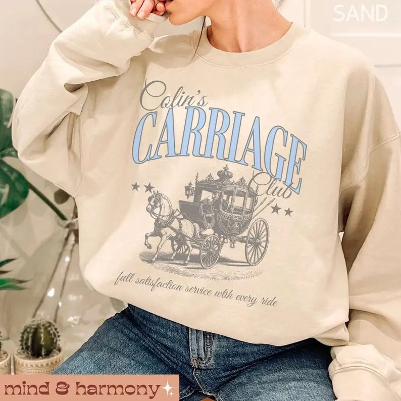 Colin Carriage Club Sweatshirt, Penelope Colin Sweater Season 3 Featherington Polin Social Club Book Inspired Crewneck...