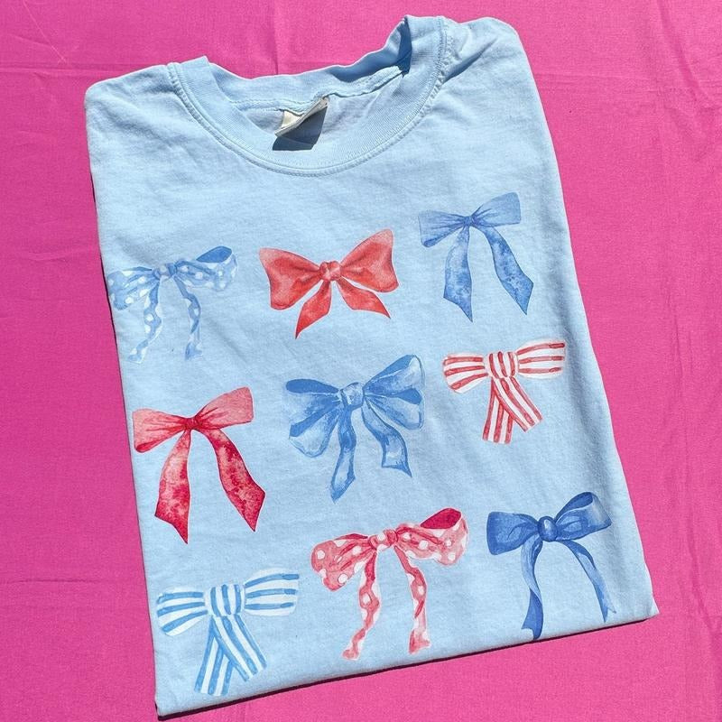 Collage Red White & Bows Coquette Comfort Colors T-Shirt 'NLB' Hoodie, Sweatshirt | WearSparks.com