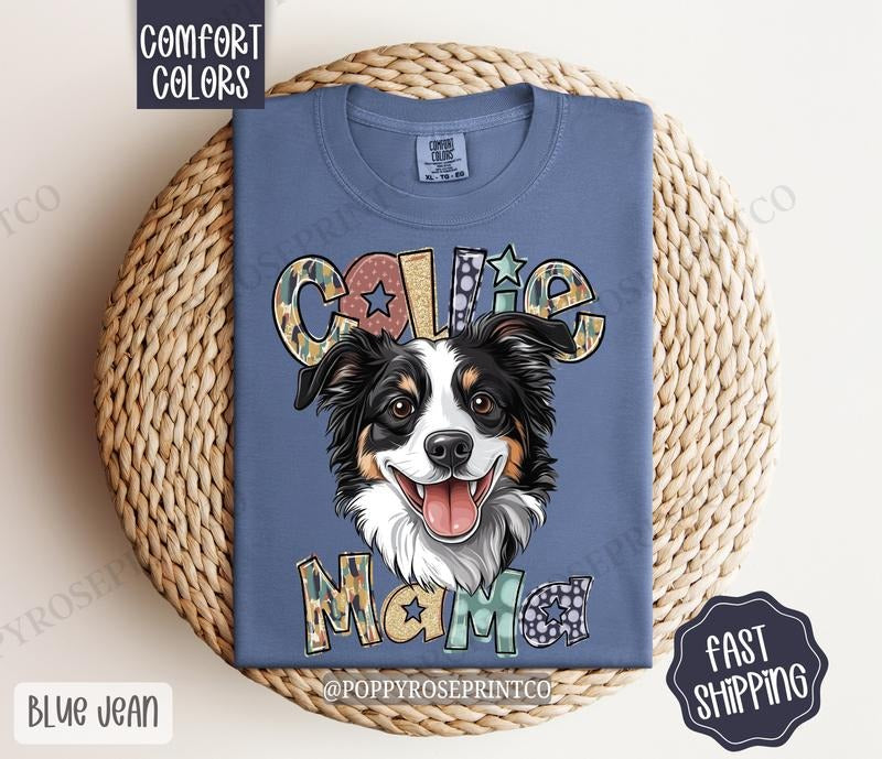 Collie Mama Comfort Colors, Dog Mom Tee, Cute Dog Mama Women's Tshirt Hoodie, Sweatshirt | WearSparks.com