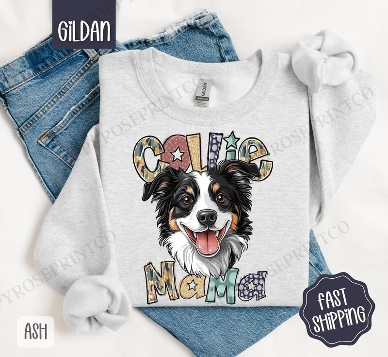 Collie Mama Sweatshirt, Dog Mama Women's Crewneck, Cute Dog Mom Women's Sweatshirt T-Shirts, Hoodie | WearSparks.com