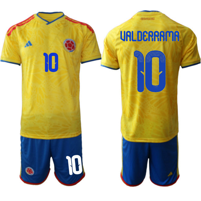 Colombia Team #10 Carlos Valderrama Yellow 2026 World Cup Home Soccer Jersey Suit