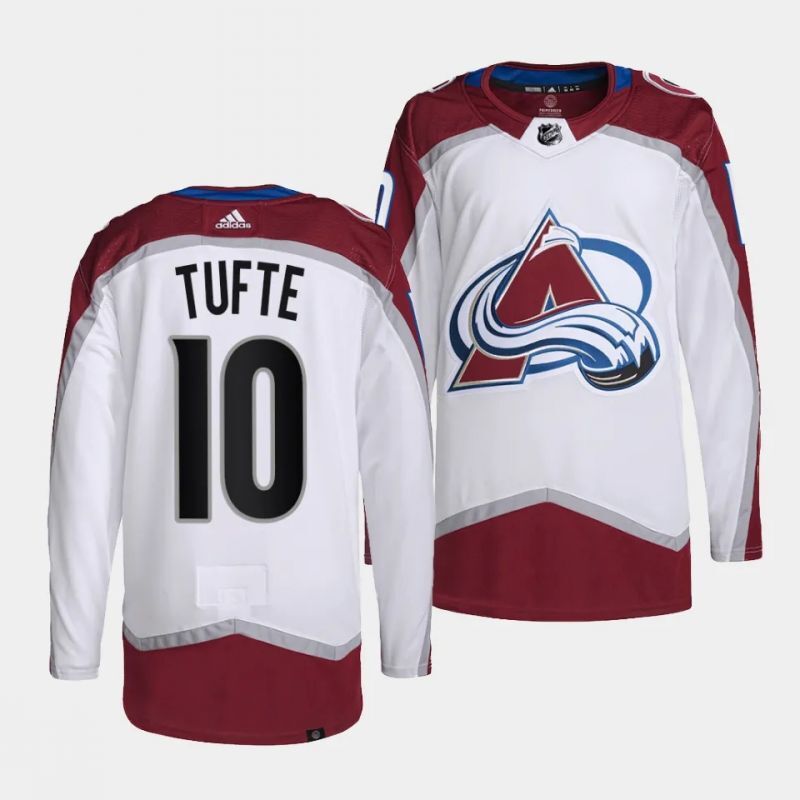 Colorado Avalanche #10 riley tufte away authentic pro white jersey