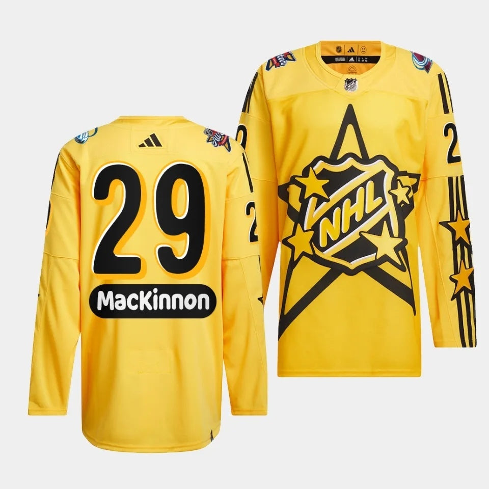 Colorado Avalanche #29 Nathan MacKinnon 2024 NHL All-Star Yellow Jersey Style 1