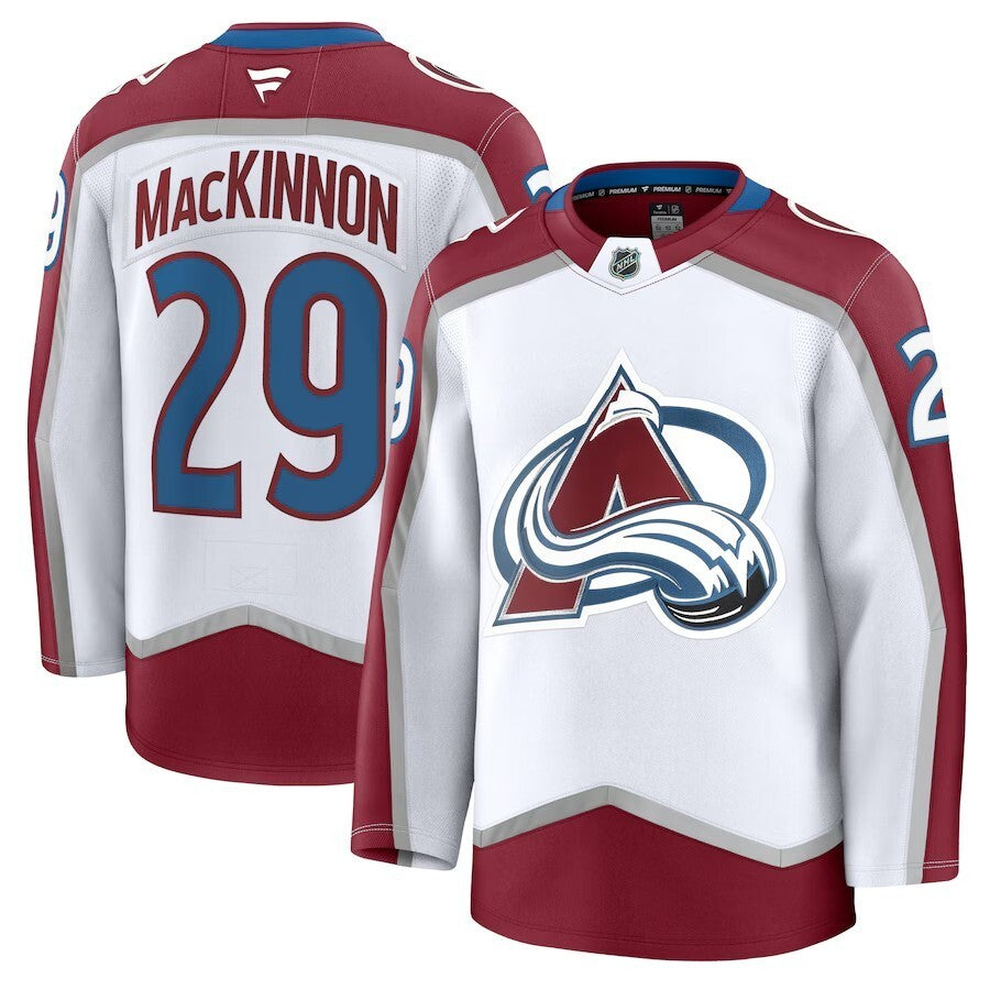 Colorado Avalanche #29 Nathan MacKinnon Away Premium Jersey - White