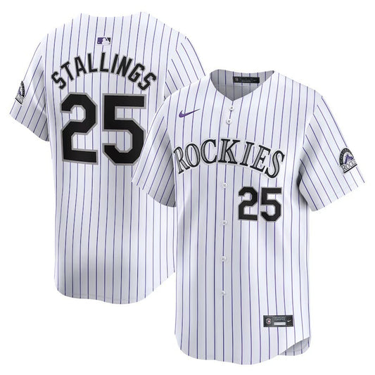 Colorado Rockies #25 Jacob Stallings Home Limited Player Jersey - White Style 2
