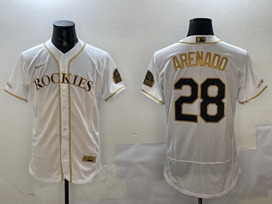 Colorado Rockies #28 Nolan Arenado Gold Text