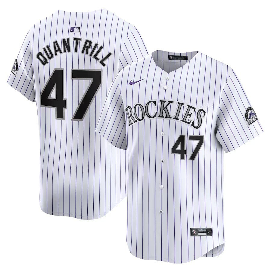 Colorado Rockies #47 Cal Quantrill Home Limited Player Jersey - White Style 2