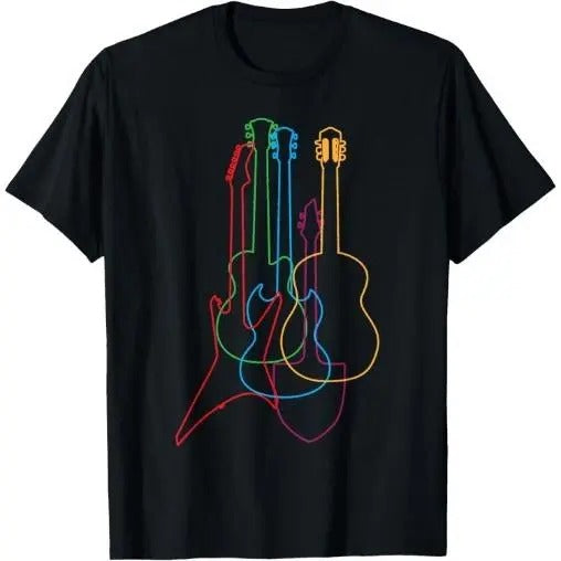Colored Guitars Electric Acoustic Classical Gift T-Shirt Made in USA Hoodie, Sweatshirt | WearSparks.com