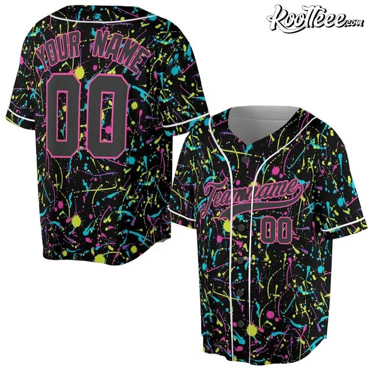 Colorful Paint Splatter Graffiti Custom Baseball Jersey