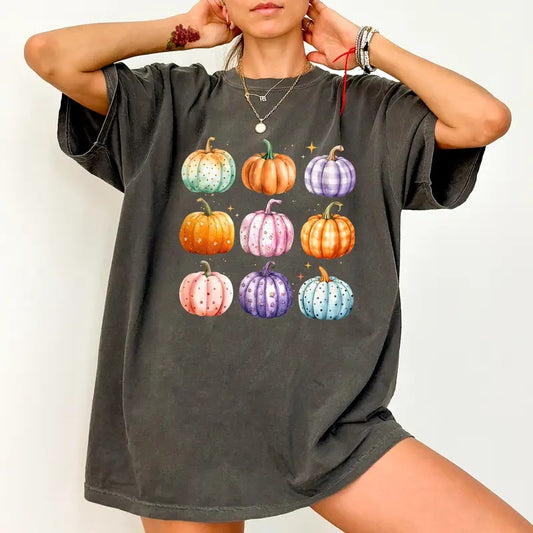 Colorful Pumpkins Shirt Comfort Colors, Fall Pumpkin T-shirt, Autumn Pumpkin Tee, Sparkle Pumpkin Tshirt, Vintage Pumpkin...