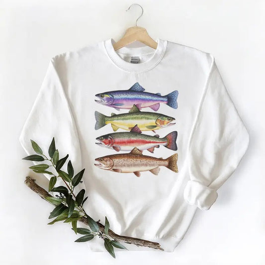 Colorful River Fish Species - Fishing With Daddy - Natural Boho Unisex T-shirt Sweatshirt Hoodie Cotton | WearSparks.com