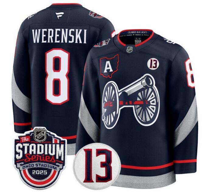 Columbus Blue Jackets #8 Zach Werenski Navy 2024-25 Stadium Series With A Patch