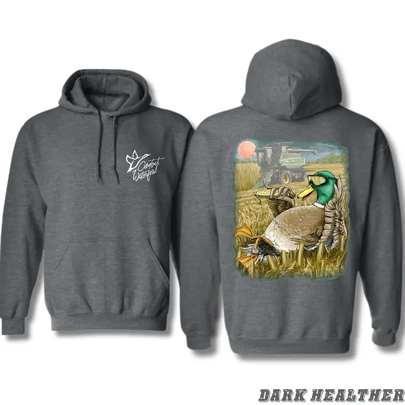 Combat Waterfowl Hoodie - Mallard Duck Relaxing in a Harvest Field, Perfect for Duck Hunters and Nature Enthusiasts,...