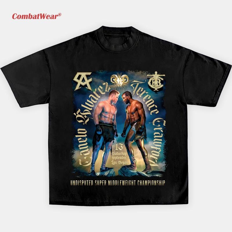 CombatWear Limited SAUL CANELO ALVAREZ VS TERRANCE CRAWFORD TEE - Short Sleeve Unisex Ultra Cotton T-Shirt for Boxing...