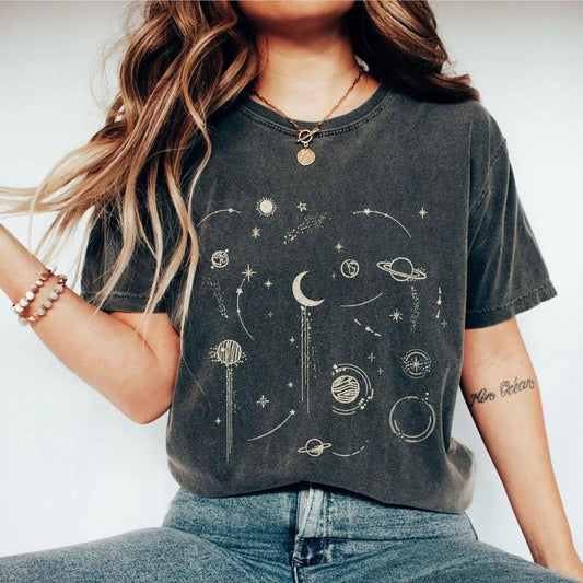 Comfort Celestial Shirt, Vintage Astrology Shirt, Spiritual Shirt for Women, Aesthetic TShirt Gift for Her, Moon Tee,...