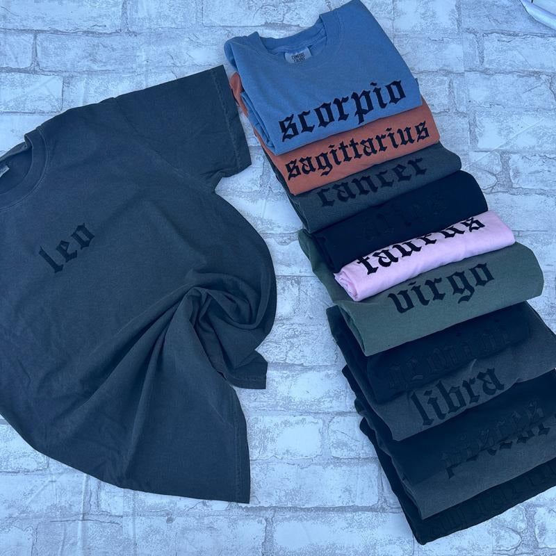 Comfort Colors -Zodiac Embroidered T-shirt Hoodie, Sweatshirt | WearSparks.com