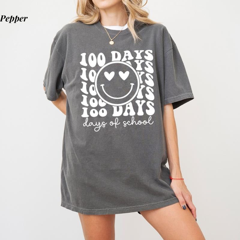 Comfort Colors 100 Days of School T-Shirt, 100th Day Celebration Shirt, Happy 100 Days Teacher Shirt, Fun School...