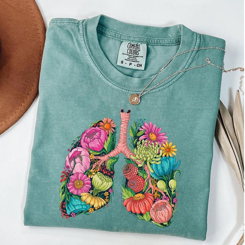 Comfort Colors Anatomical Lung Shirt, Floral Lungs Tee, Nurse T-Shirt, Medical Student Shirt Hoodie, Sweatshirt