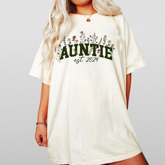 Comfort Colors Auntie Wildflower Shirt, Aunt Mothers Day Gift, Floral Auntie Shirts, Cool Aunt Tshirt, Auntie Floral...