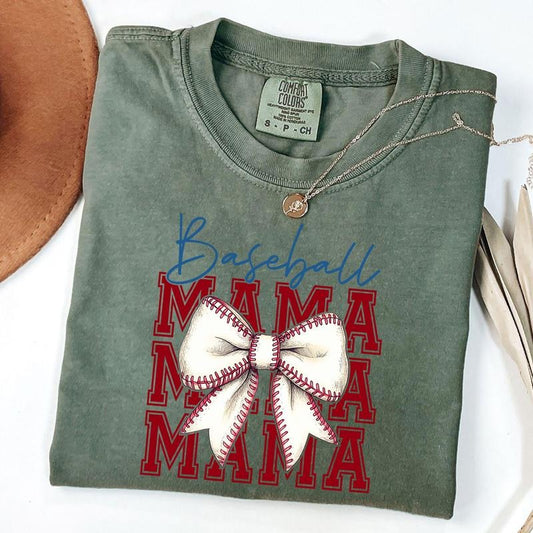 Comfort Colors Baseball Mama Shirt, Baseball Coquette Bow Shirt, Baseball Game Day Shirt, Sport Mom T-Shirt Hoodie,...