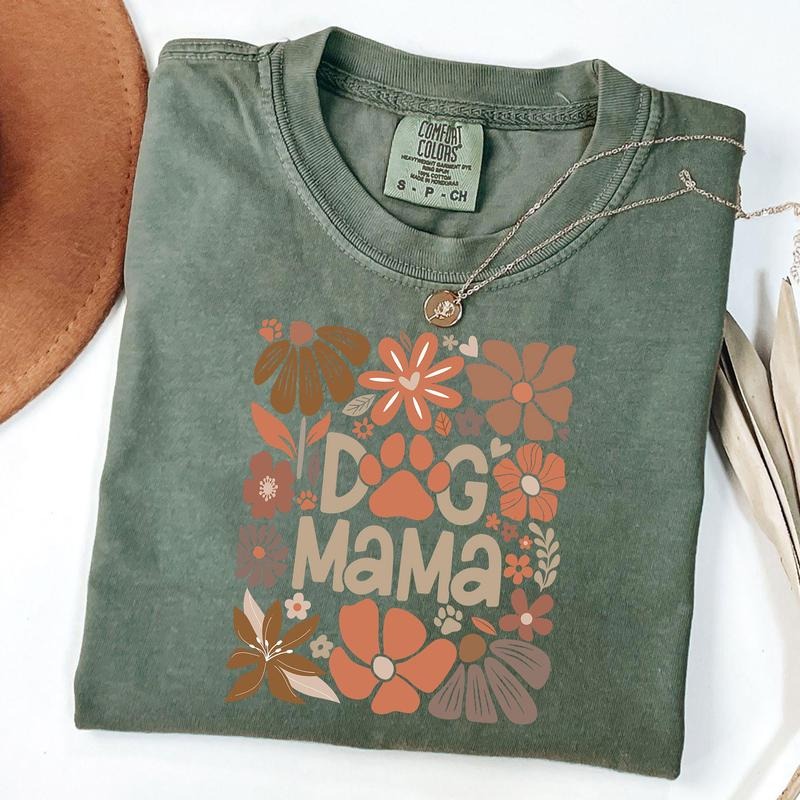 Comfort Colors Boho Dog Mama Floral Shirt, Dog Mama T-Shirt, Dog Lover Gift, Mom Life, Unisex T-Shirt Hoodie, Sweatshirt