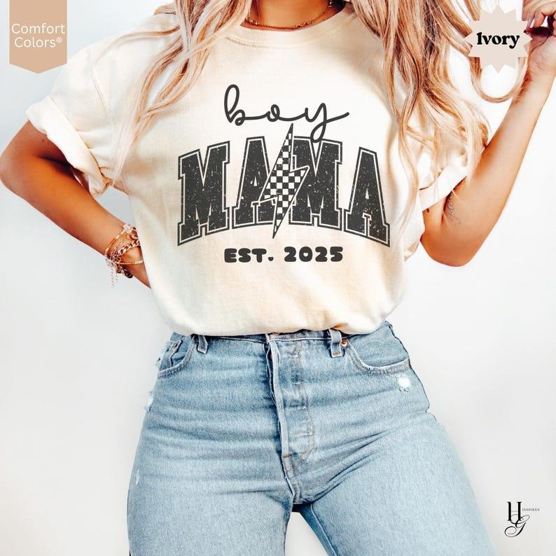 Comfort Colors Boy Mom T shirt Custom Est Date Tee New Mama Lighting Bolt Shirt Hoodie, Sweatshirt | WearSparks.com